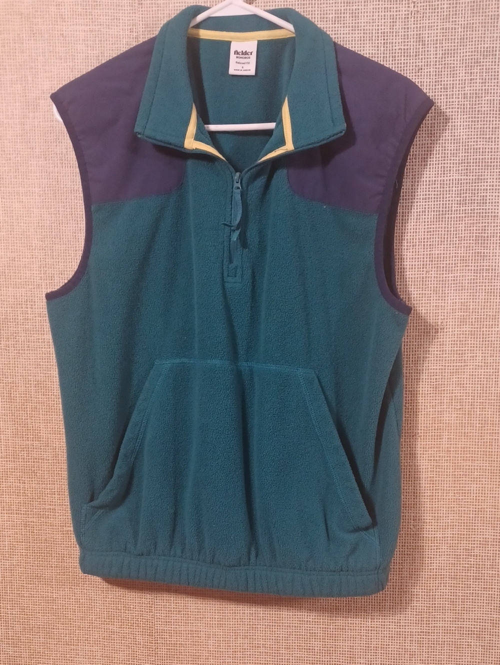 Bonobos Teal and Navy Half-Zip Fleece Vest